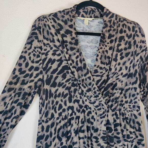 Lot of 2 Soma Animal Print Stretch Jersey Knit Midi Dresses Medium Gray Comfort - Picture 3 of 14